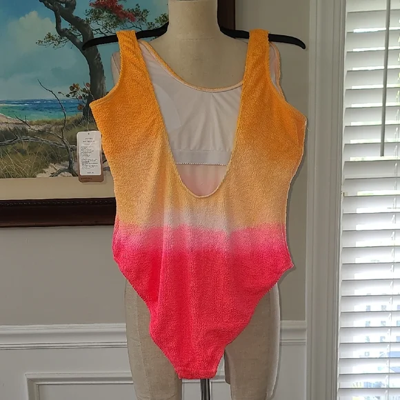 Vibrant Orange and Pink Kids One Piece - Picture 3 of 6